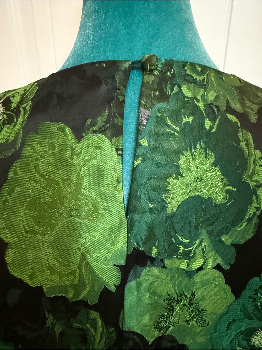 Pomander Place Bold Green Jacquard Lyla Top with Puffed Sleeve Sz Large - Picture 5 of 16
